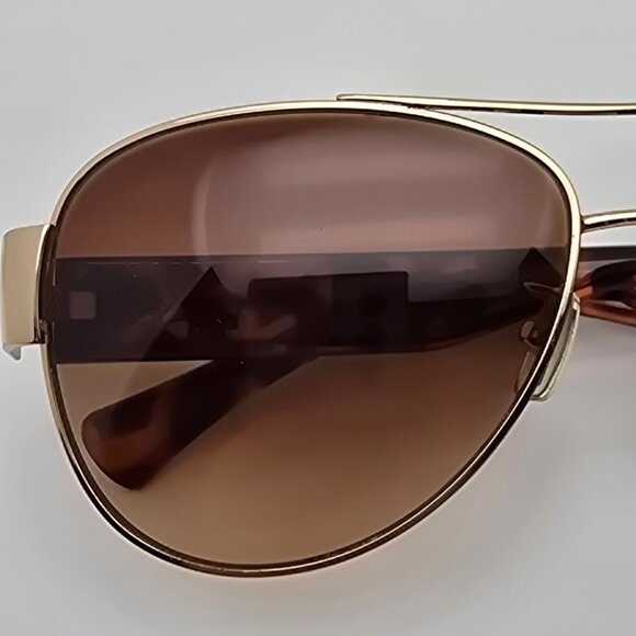 Coach HC7049 L944 Olivia Gold Tortoise Frame Brown Gradient Aviator Sunglasses - Picture 15 of 15